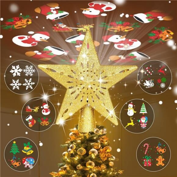 Christmas Tree Toppers Lighted with 6 Projection Modes, with Built-in LED - Picture 1 of 8